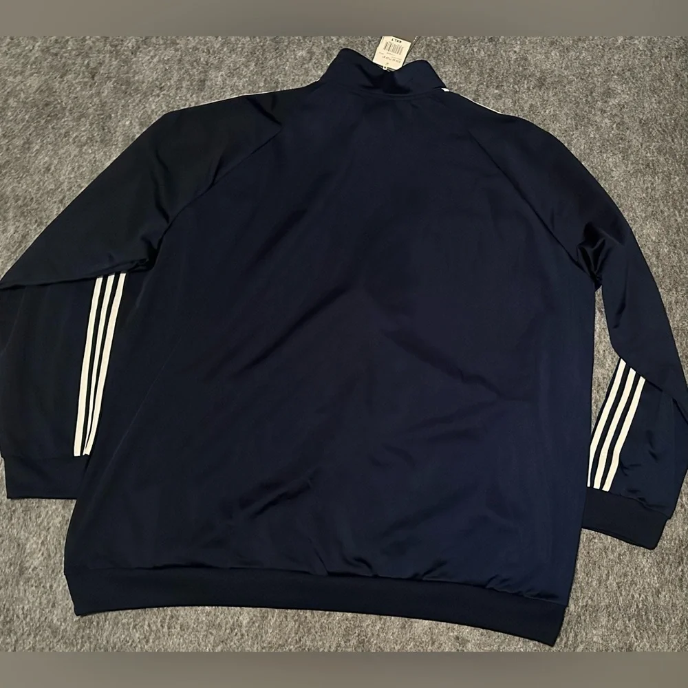 NWT Men’s Adidas Blue/White Stripes Training Track Full Zip Jacket - 4XLT